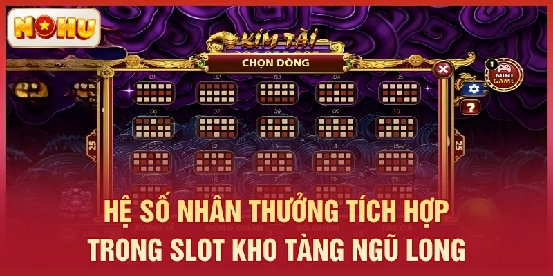 Hệ số nhân thưởng tích hợp trong slot Kho Tàng Ngũ Long